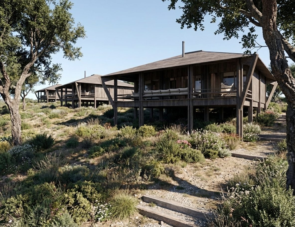 An early concept rendering of the fifteen lake-view lodges on the escarpment above the lake at AMAIA Valley.